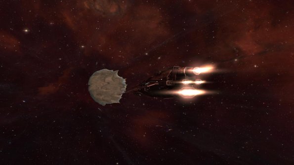 A Hurrican warps to a Minmatar station