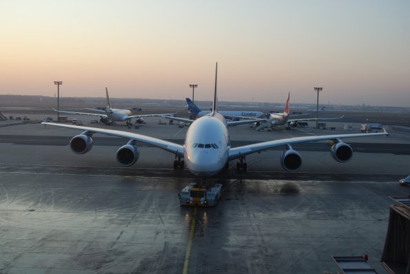 An Airbus A380 approaches